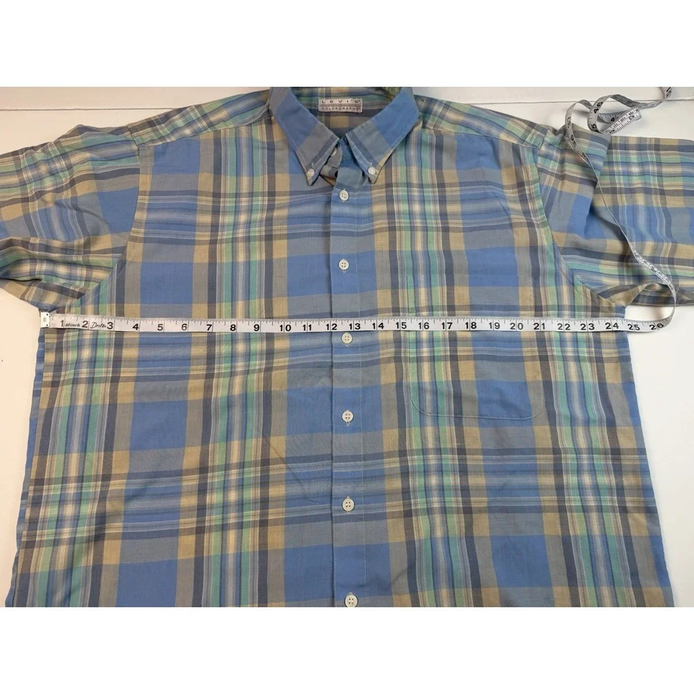 Vintage 1980s Levi's Colorgraphs XL Plaid Shirt Made in Korea Preppy Dadcore